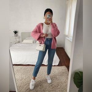 H&M pink knit button cardigan size XS